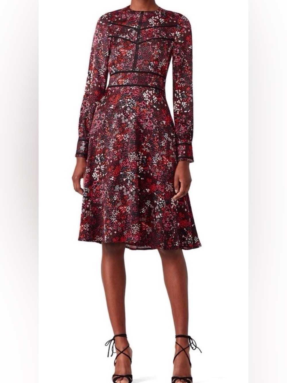 L. K. Bennett London Robyn Red Floral Printed Knee Length Dress NEW